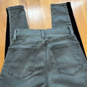 7. Frame Gray Le High Skinny Size 25 Black Velvet Tuxedo Stripe